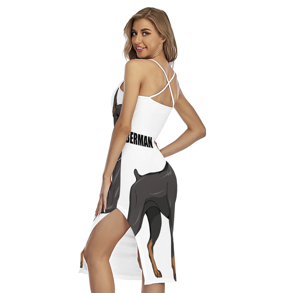 Doberman Pinscher Print Cross Back Cami Dress