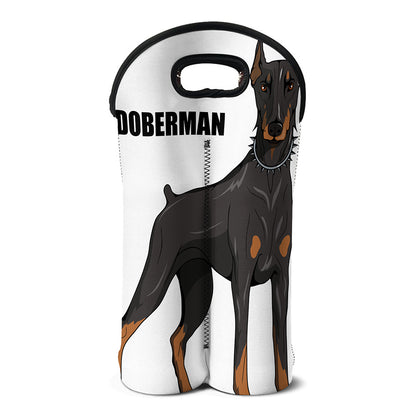 Doberman Pinscher Print Double Neoprene Wine Tote