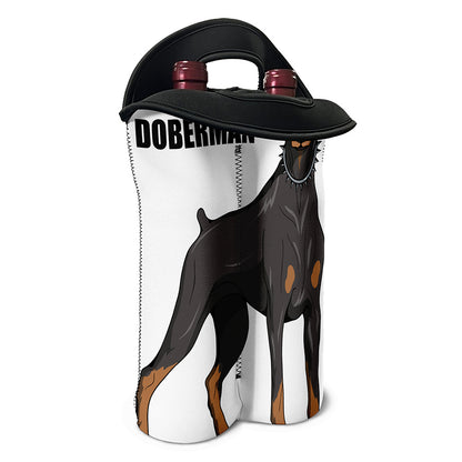 Doberman Pinscher Print Double Neoprene Wine Tote