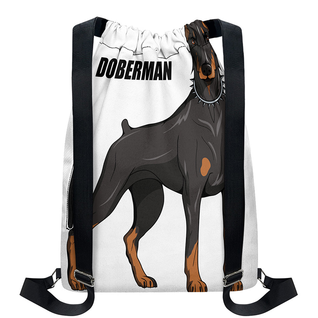 Doberman Pinscher Print Drawstring Backpack