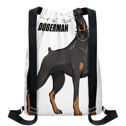 Doberman Pinscher Print Drawstring Backpack