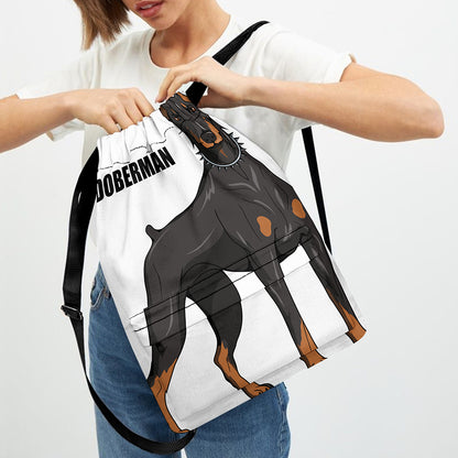 Doberman Pinscher Print Drawstring Backpack