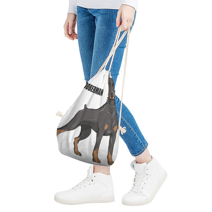 Doberman Pinscher Print Drawstring Bag