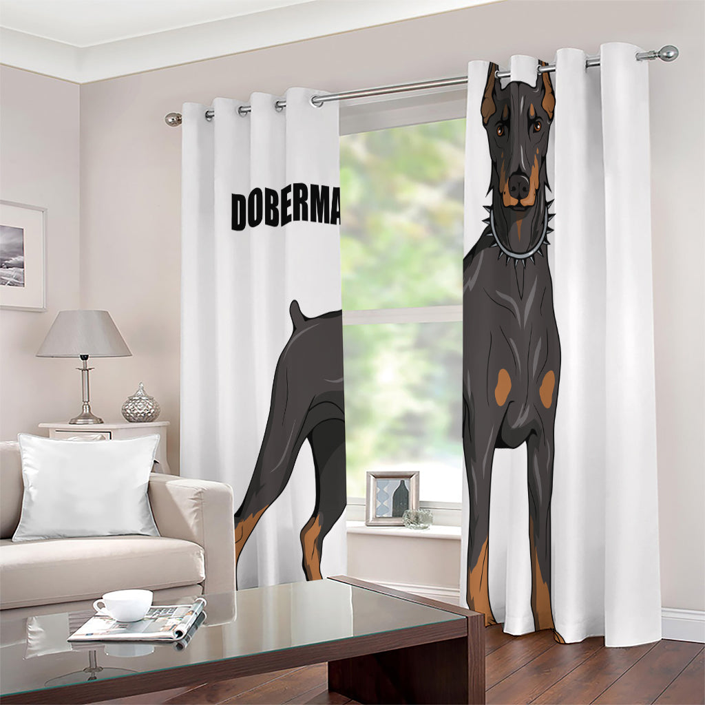 Doberman Pinscher Print Extra Wide Grommet Curtains