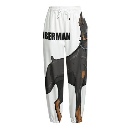 Doberman Pinscher Print Fleece Lined Knit Pants