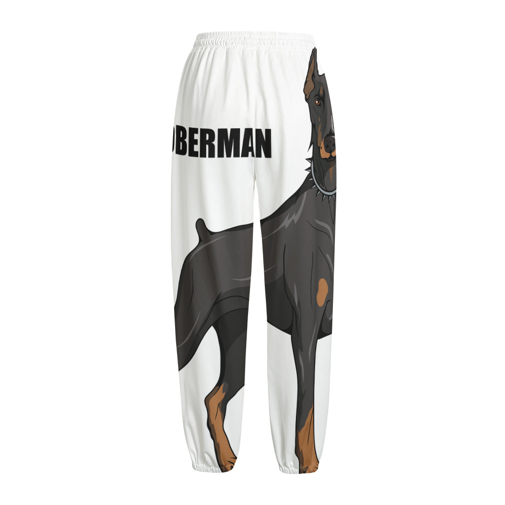 Doberman Pinscher Print Fleece Lined Knit Pants