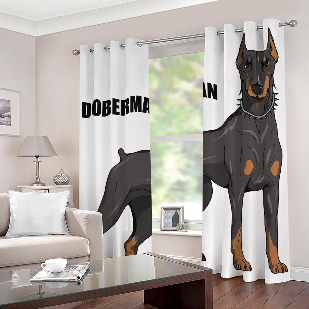 Doberman Pinscher Print Grommet Curtains