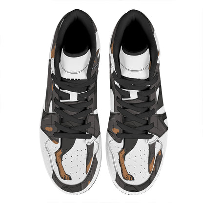 Doberman Pinscher Print High Top Leather Sneakers