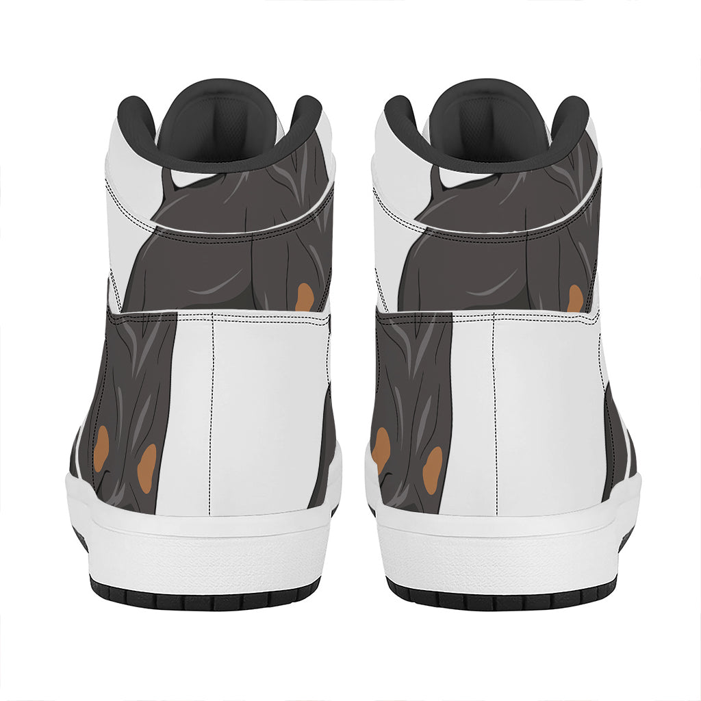 Doberman Pinscher Print High Top Leather Sneakers