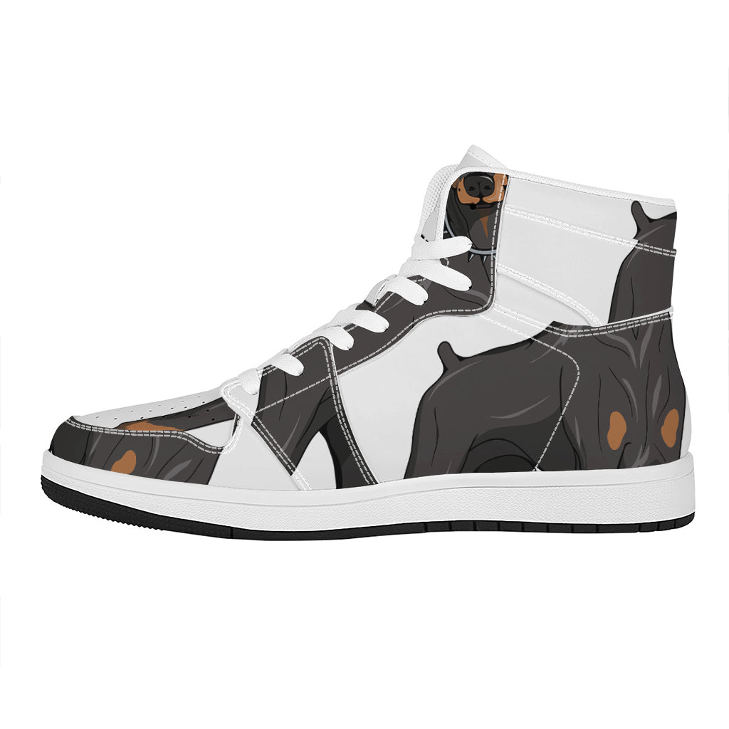 Doberman Pinscher Print High Top Leather Sneakers