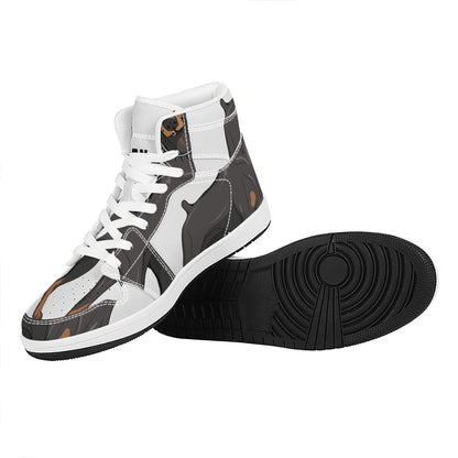 Doberman Pinscher Print High Top Leather Sneakers