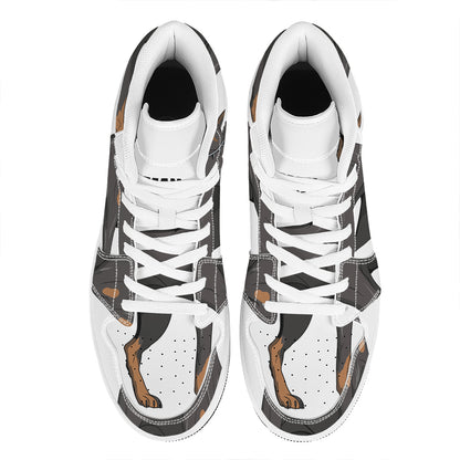 Doberman Pinscher Print High Top Leather Sneakers