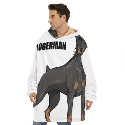 Doberman Pinscher Print Hoodie Blanket