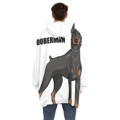 Doberman Pinscher Print Hoodie Blanket
