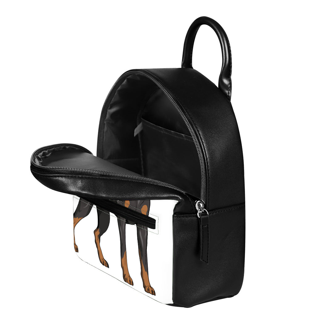 Doberman Pinscher Print Leather Backpack