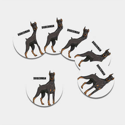 Doberman Pinscher Print Leather Coaster Set