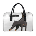Doberman Pinscher Print Leather Duffel Bag