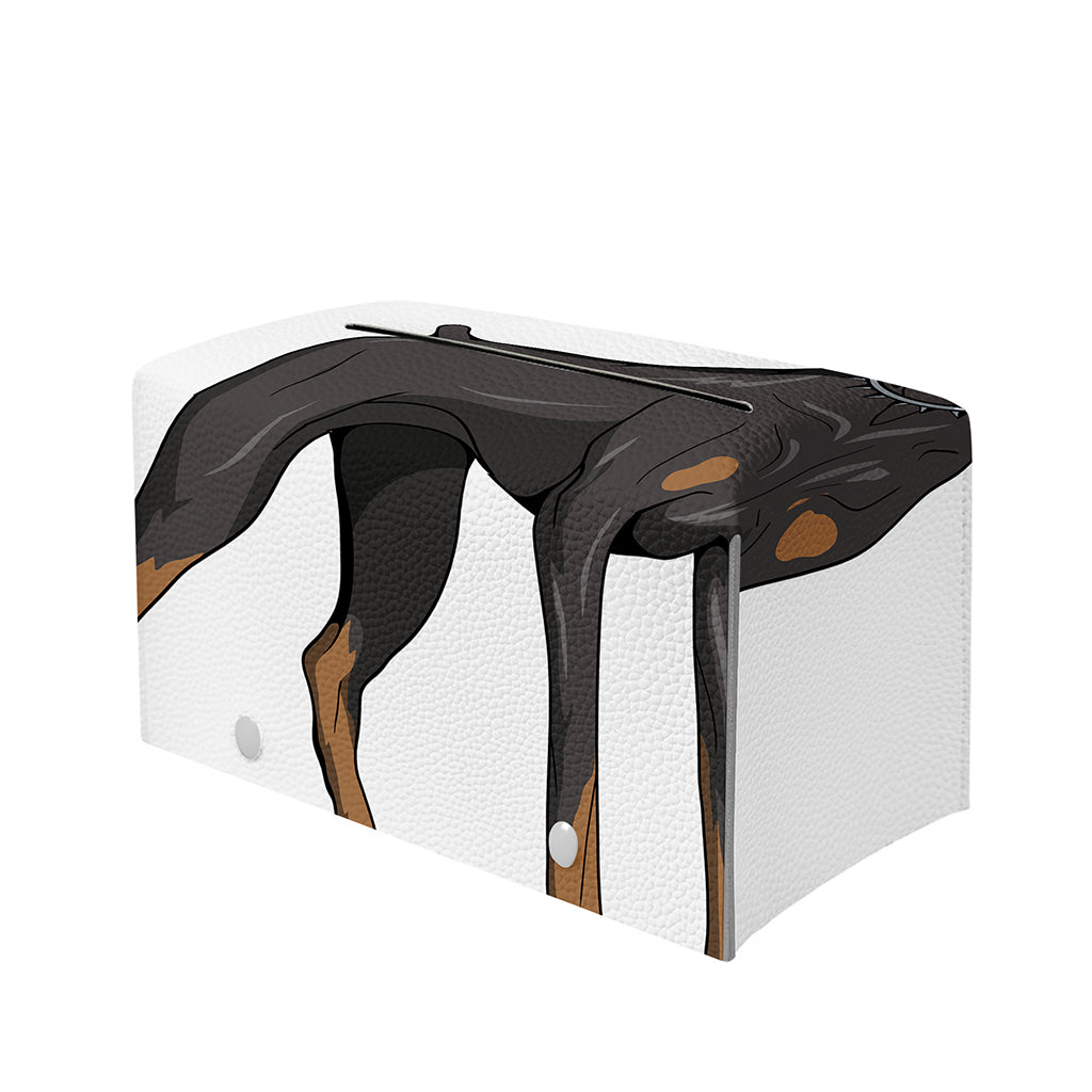 Doberman Pinscher Print Leather Tissue Box Cover
