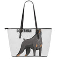 Doberman Pinscher Print Leather Tote Bag With Zipper