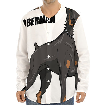 Doberman Pinscher Print Long Sleeve Baseball Jersey