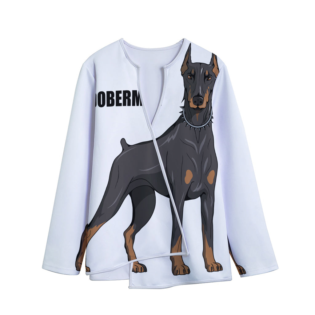 Doberman Pinscher Print Long Sleeve Short Coat