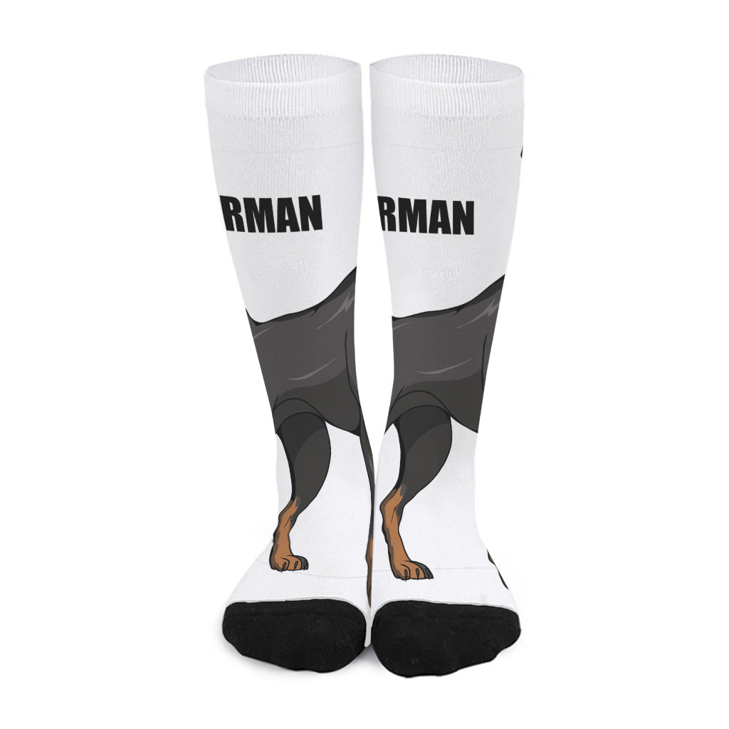 Doberman Pinscher Print Long Socks