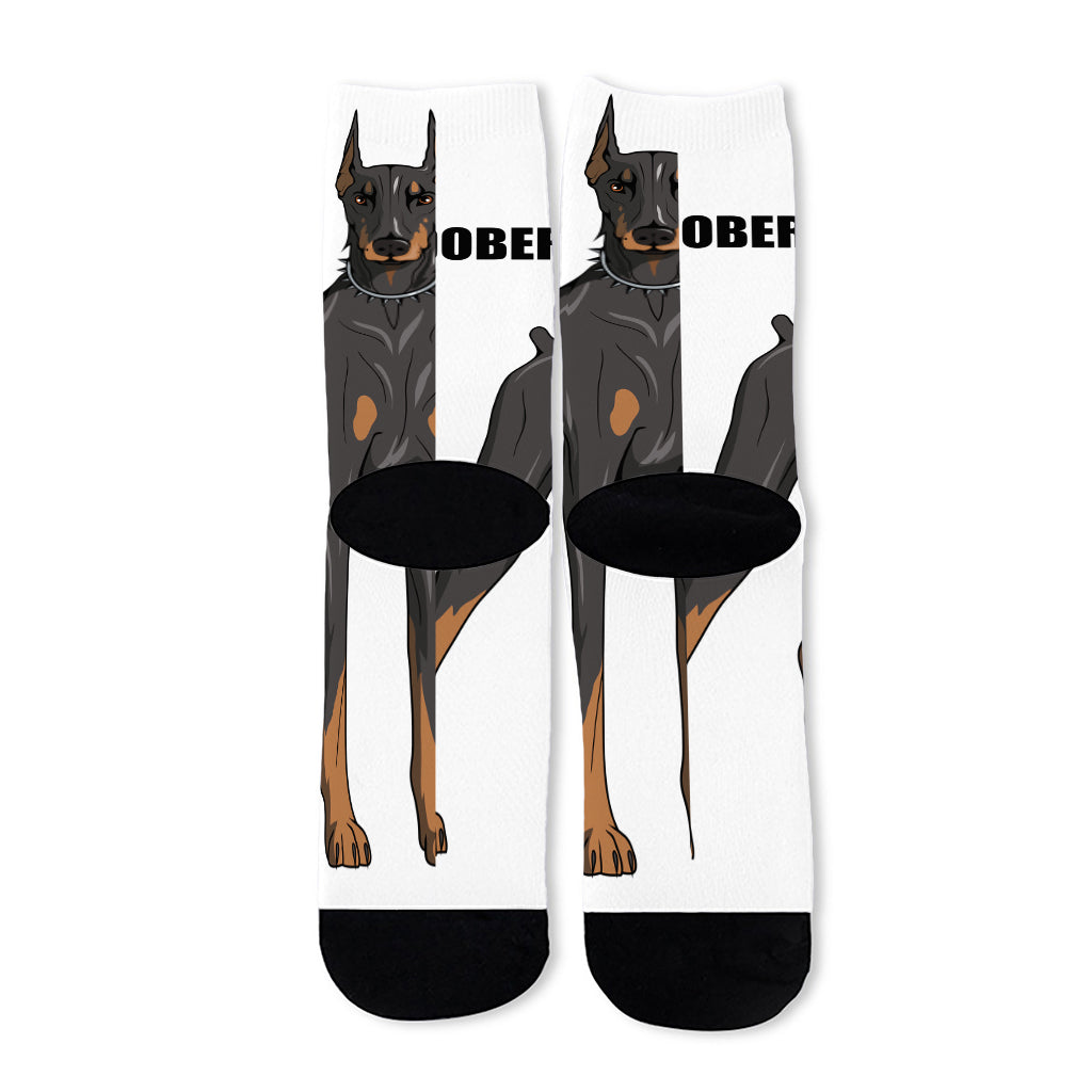 Doberman Pinscher Print Long Socks