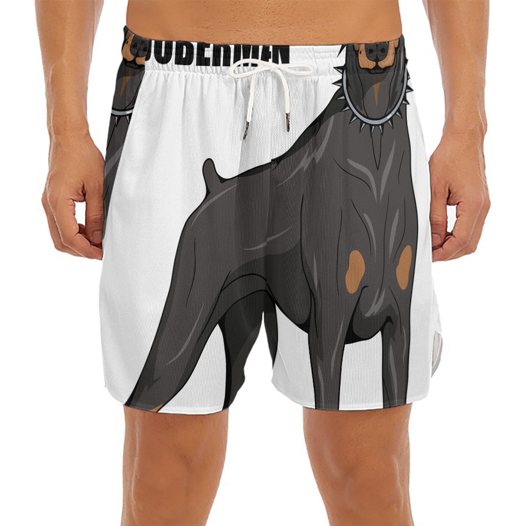 Doberman Pinscher Print Men's Split Running Shorts