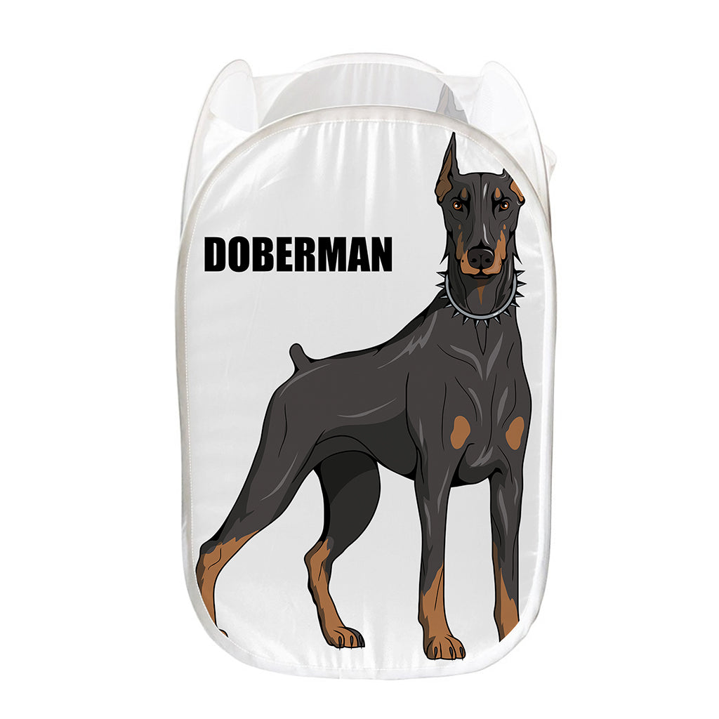 Doberman Pinscher Print Mesh Laundry Hamper
