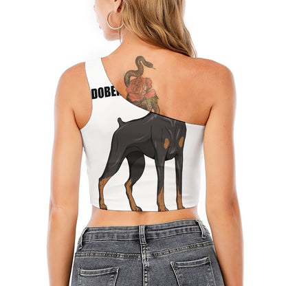 Doberman Pinscher Print One Shoulder Crop Top