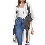 Doberman Pinscher Print Open Front Beach Cover Up