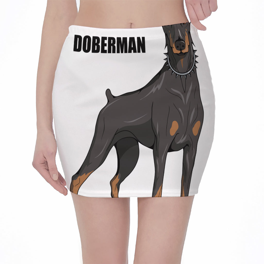 Doberman Pinscher Print Pencil Mini Skirt