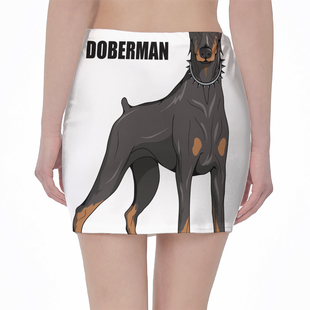 Doberman Pinscher Print Pencil Mini Skirt