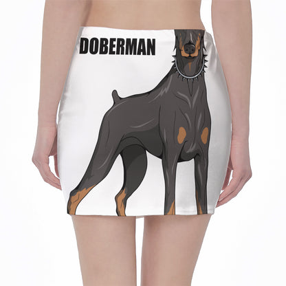 Doberman Pinscher Print Pencil Mini Skirt