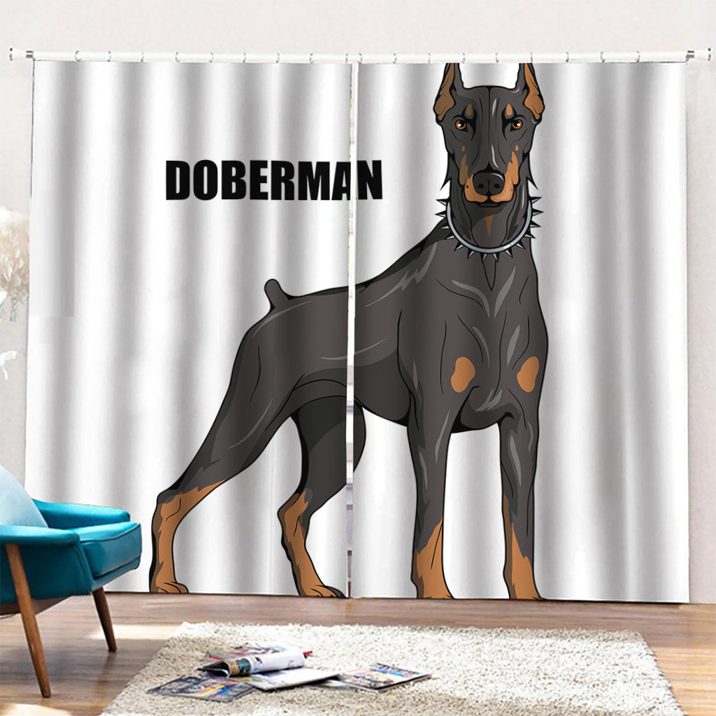 Doberman Pinscher Print Pencil Pleat Curtains