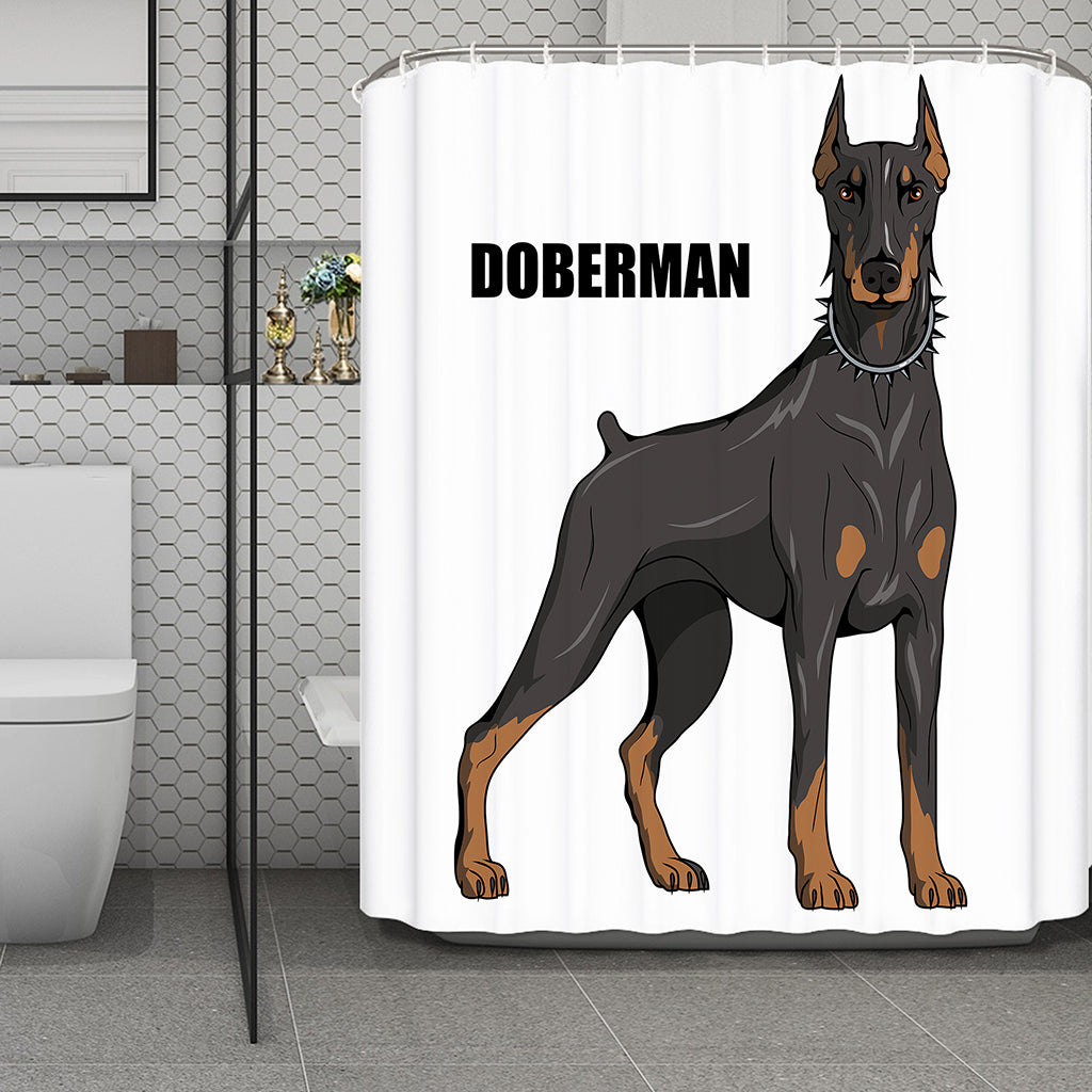 Doberman Pinscher Print Polyester Shower Curtain