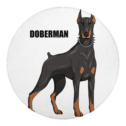 Doberman Pinscher Print Round Blanket