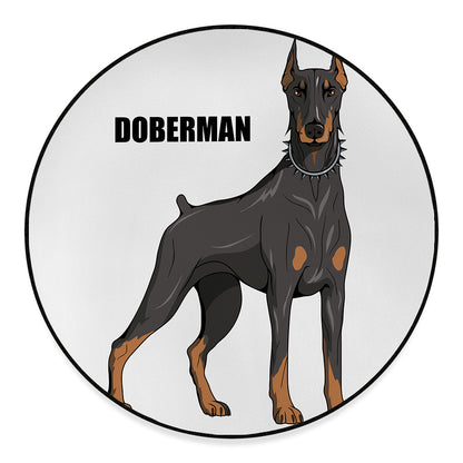Doberman Pinscher Print Round Floor Mat