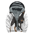 Doberman Pinscher Print Sherpa Lined Zip Up Hoodie