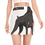 Doberman Pinscher Print Side Slit Mini Skirt