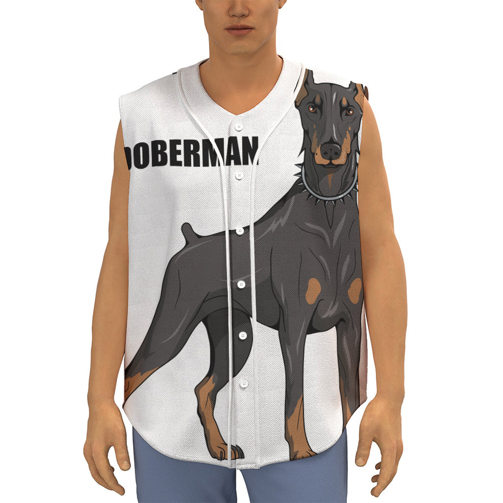 Doberman Pinscher Print Sleeveless Baseball Jersey