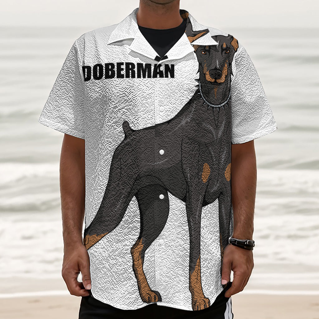 Doberman Pinscher Print Textured Short Sleeve Shirt