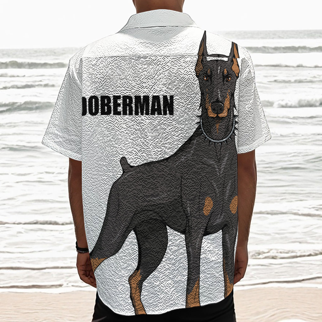 Doberman Pinscher Print Textured Short Sleeve Shirt
