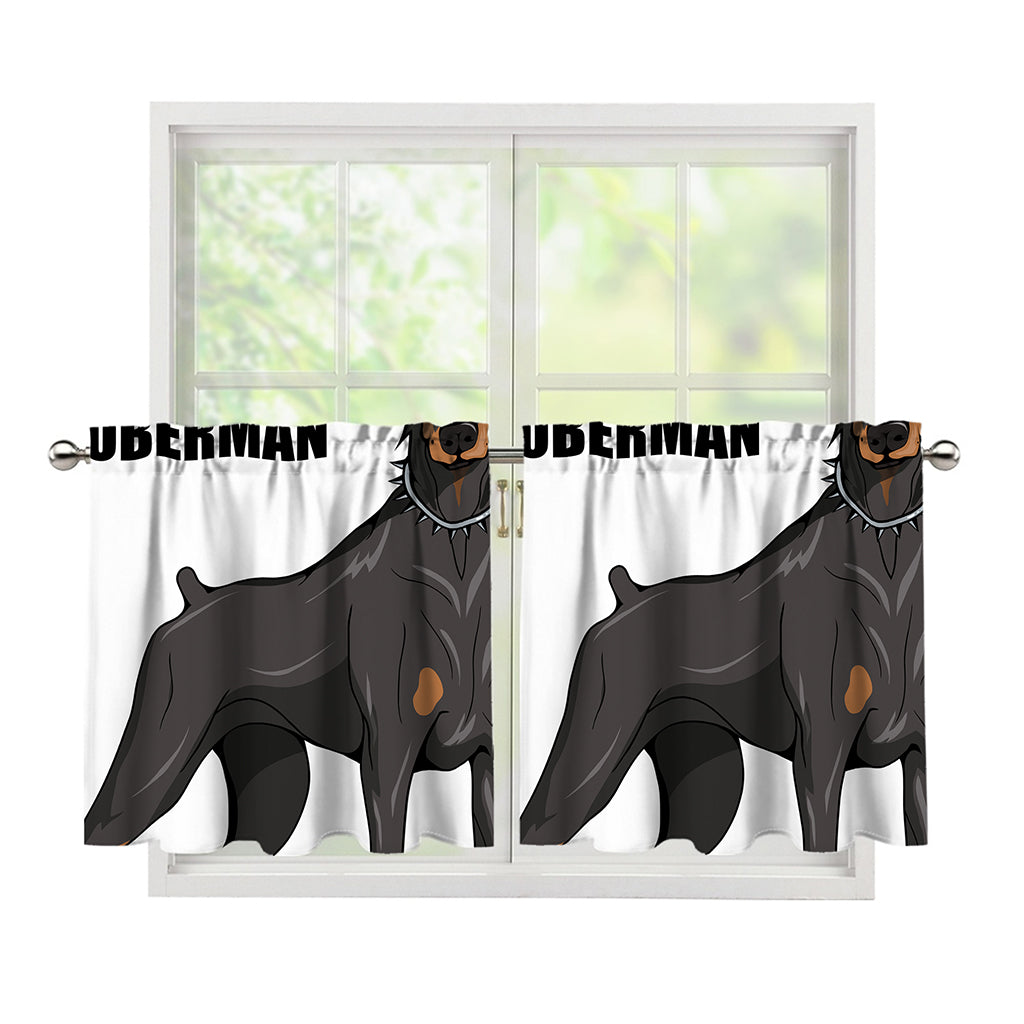 Doberman Pinscher Print Tier Curtains