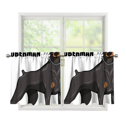 Doberman Pinscher Print Tier Curtains