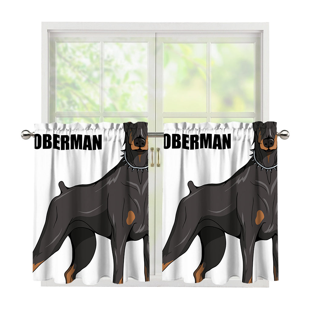 Doberman Pinscher Print Tier Curtains