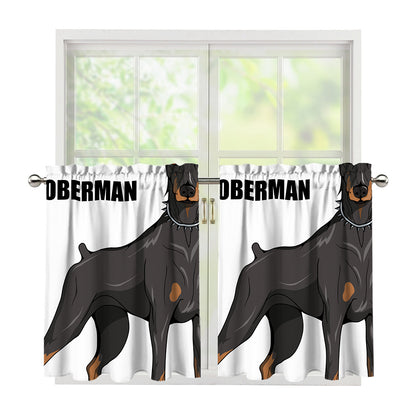 Doberman Pinscher Print Tier Curtains