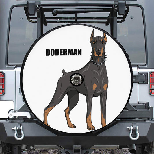 Doberman Pinscher Print Tire Cover With Camera Hole