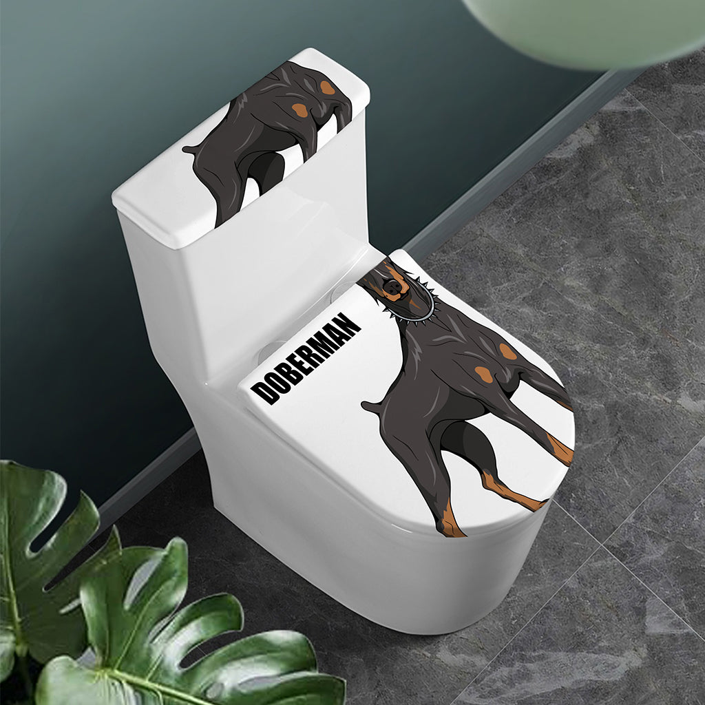 Doberman Pinscher Print Toilet Lid And Tank Cover Set