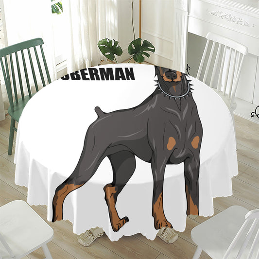 Doberman Pinscher Print Waterproof Round Tablecloth